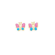 14K Yellow Gold and Enamel Butterfly Earrings